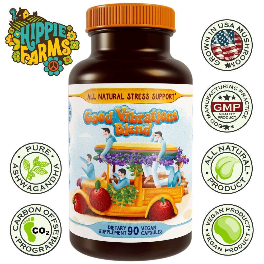 Stress Support - Good Vibrations Blend - Ashwagandha, Lions Mane, & More - Hippie Farms