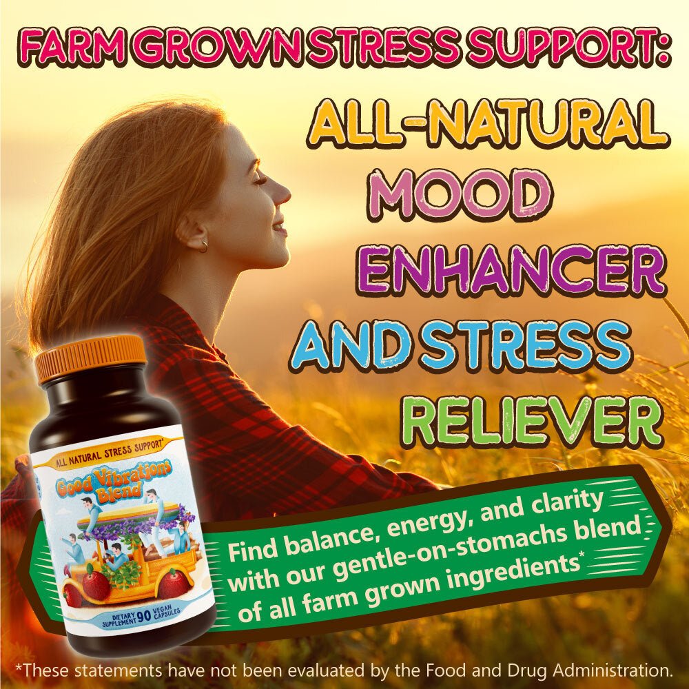 Stress Support - Good Vibrations Blend - Ashwagandha, Lions Mane, & More - Hippie Farms