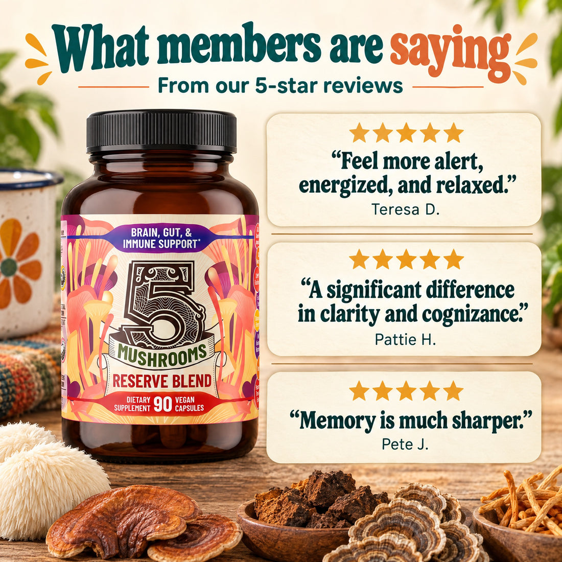 5 Mushrooms Reserve Blend: what members are saying, 5-star reviews