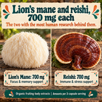 5 Mushrooms Reserve Blend: lion's mane and reishi, 700 mg each