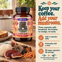 5 Mushrooms Reserve Blend: keep your coffee, three capsules daily