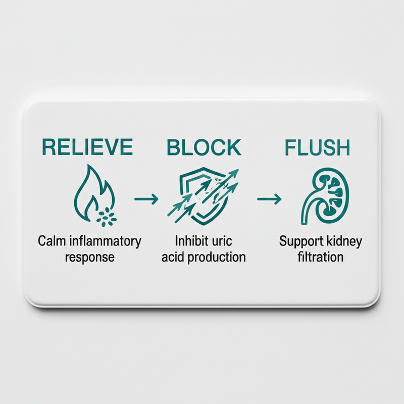 Relieve Block Flush three-step mechanism