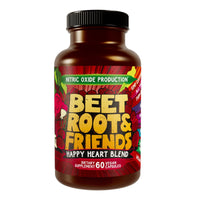 Bottle of Premium Total Heart & Circulation Blend beetroot supplement – 60 vegan capsules, Beet Roots & Friends label