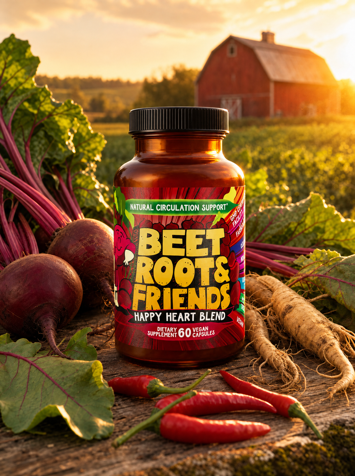 Beet Root & Friends Happy Heart Blend bottle