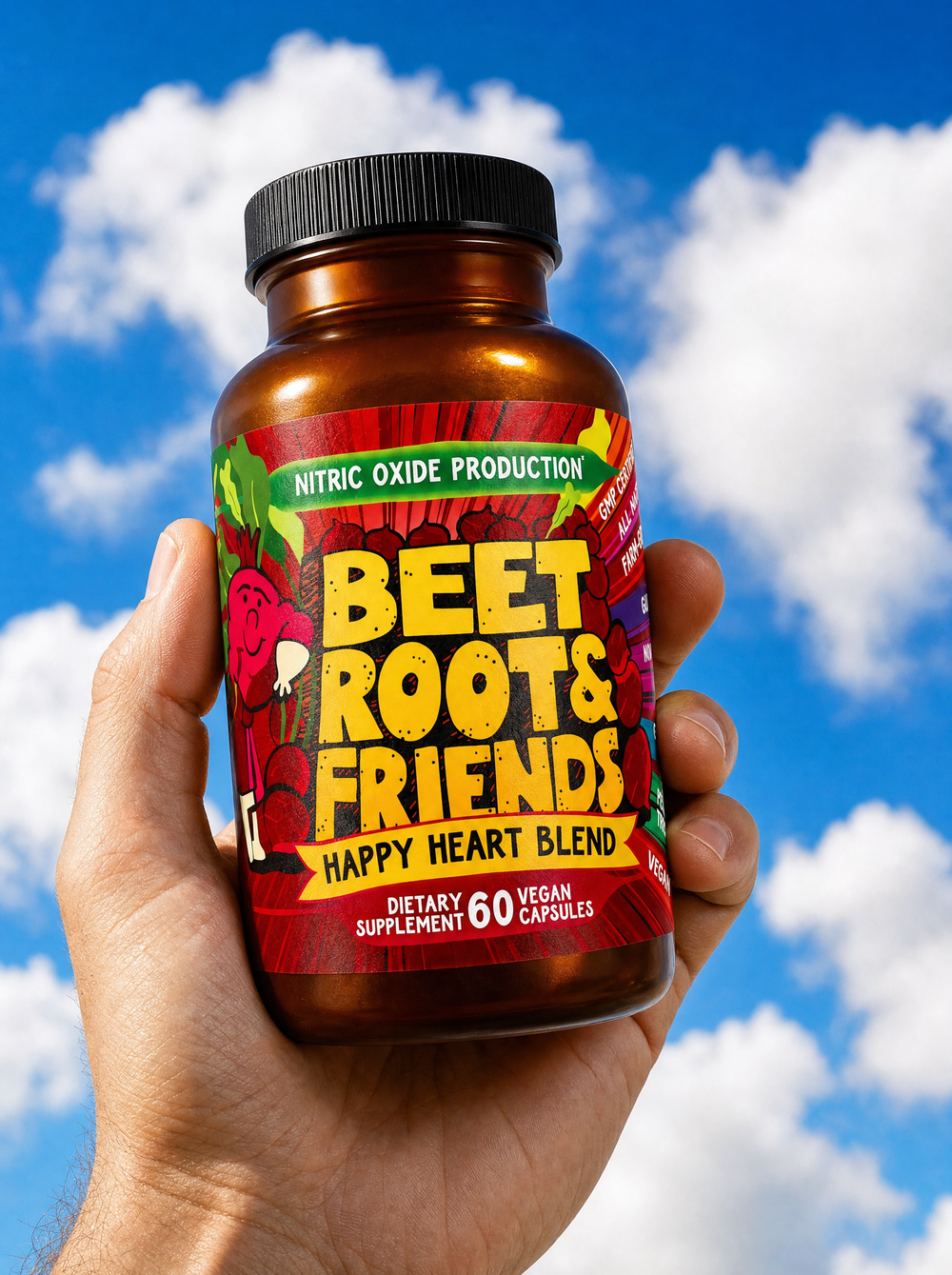 Beet Root and Friends hand sky