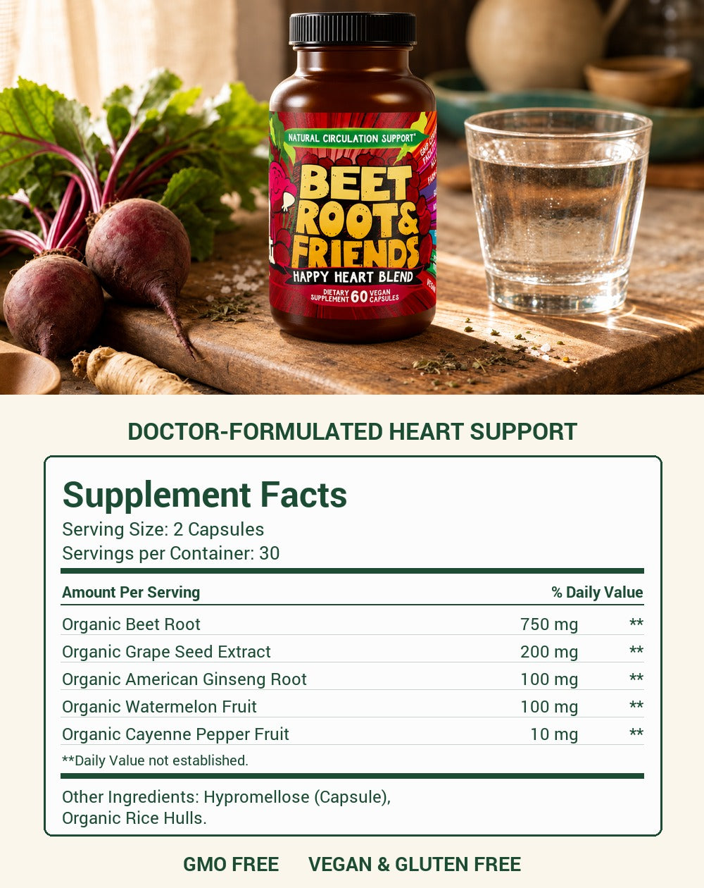 Beet Root & Friends Happy Heart Blend bottle