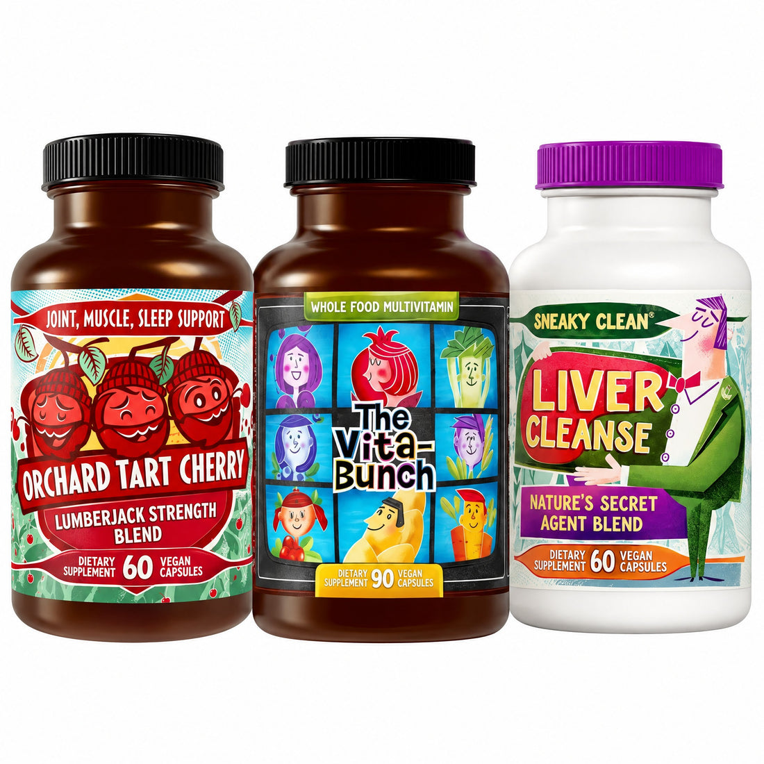 Best Sellers Bundle: the bundle's Hippie Farms supplement bottles side by side