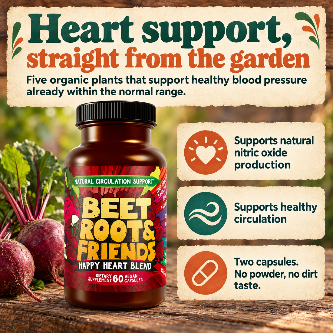 Beet Root & Friends supports healthy circulation and natural nitric oxide production