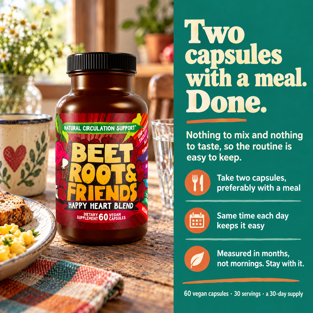 Beet Root & Friends daily routine: two capsules with a meal