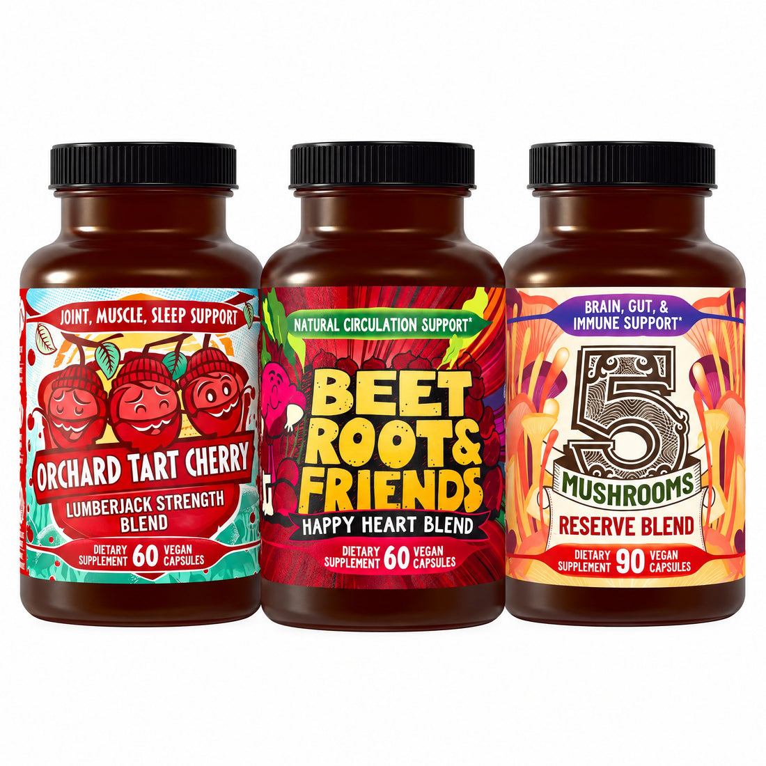Forever Young Bundle: the bundle's Hippie Farms supplement bottles side by side