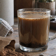 Mushroom coffee mug with sludge at the bottom, square crop
