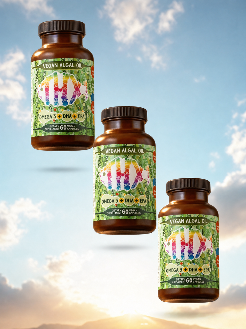 Hippie Farms Vegan Omega-3 floating bottles