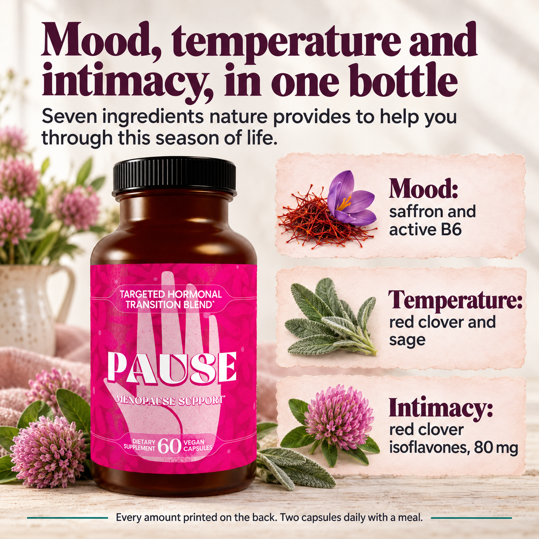 PAUSE Menopause Support: mood, temperature and intimacy in one bottle