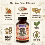 Premium Immunity, Gut Health, and Brain Cognition Formula - 5 Mushrooms Reserve Blend - Hippie Farms