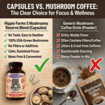 Premium Immunity, Gut Health, and Brain Cognition Formula - 5 Mushrooms Reserve Blend - Hippie Farms