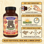 Premium Immunity, Gut Health, and Brain Cognition Formula - 5 Mushrooms Reserve Blend - Hippie Farms