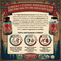 Premium Tart Cherry supplement for joint pain, healthy uric acid, and improved sleep with natural ingredients.