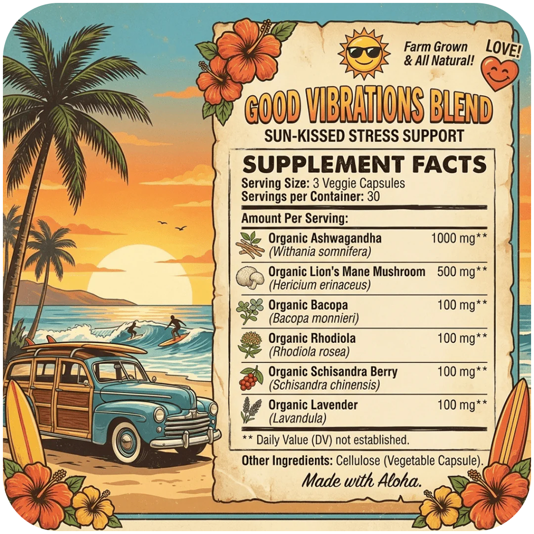 Stress Support - Good Vibrations Blend - Ashwagandha, Lions Mane, & More