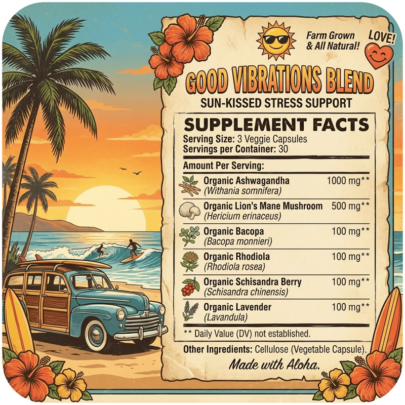 Stress Support - Good Vibrations Blend - Ashwagandha, Lions Mane, & More