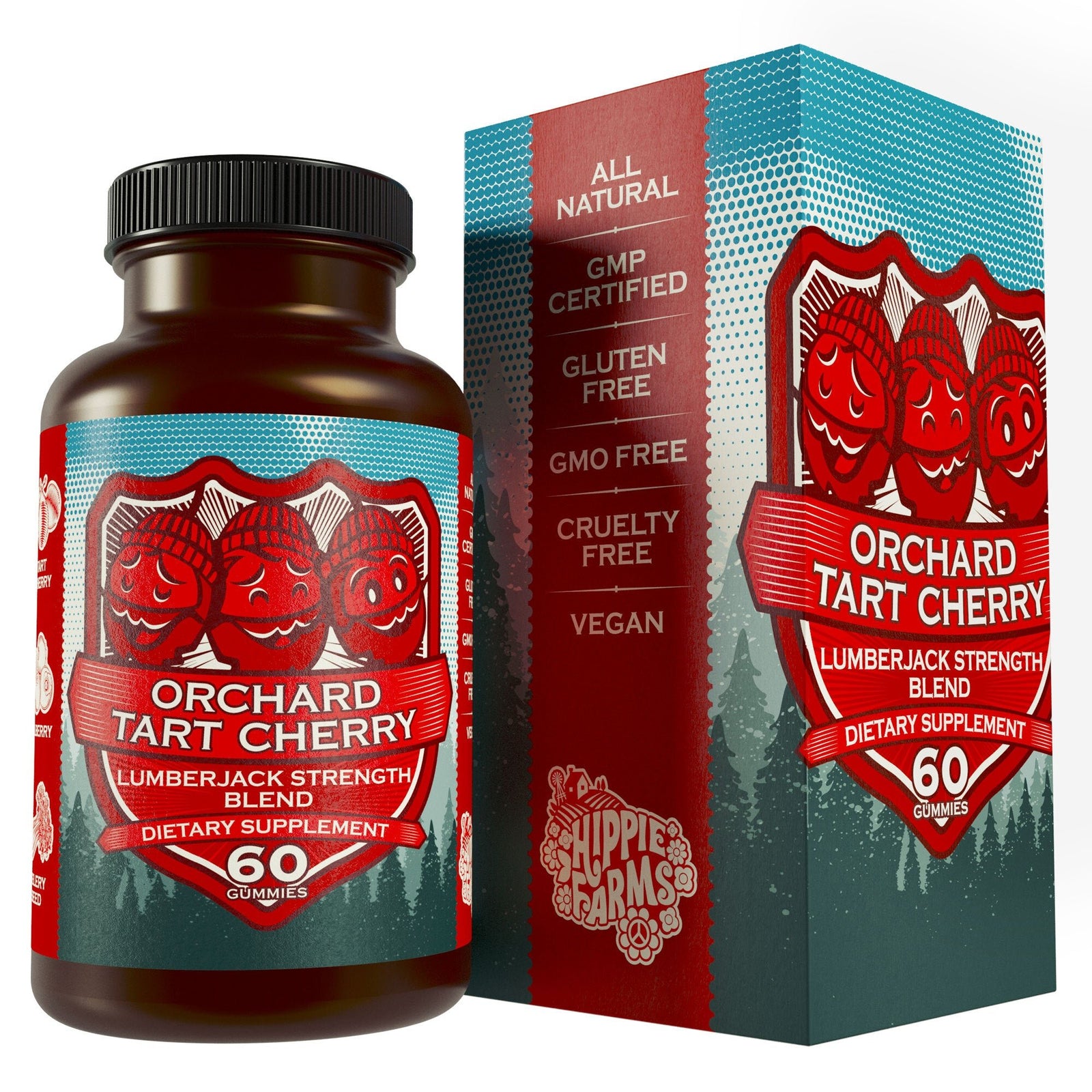 Tart Cherry Capsules - Lumberjack Strength Blend - Grown In USA Cherries - Hippie Farms