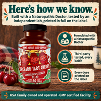 Orchard Tart Cherry: formulated with a Naturopathic Doctor, third-party tested, every dose on the label