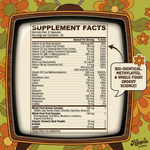 The Vita-Bunch Whole Food Multi-Vitamin for All Adults supplement facts label showing vitamins, minerals, whole food greens and superfood ingredients