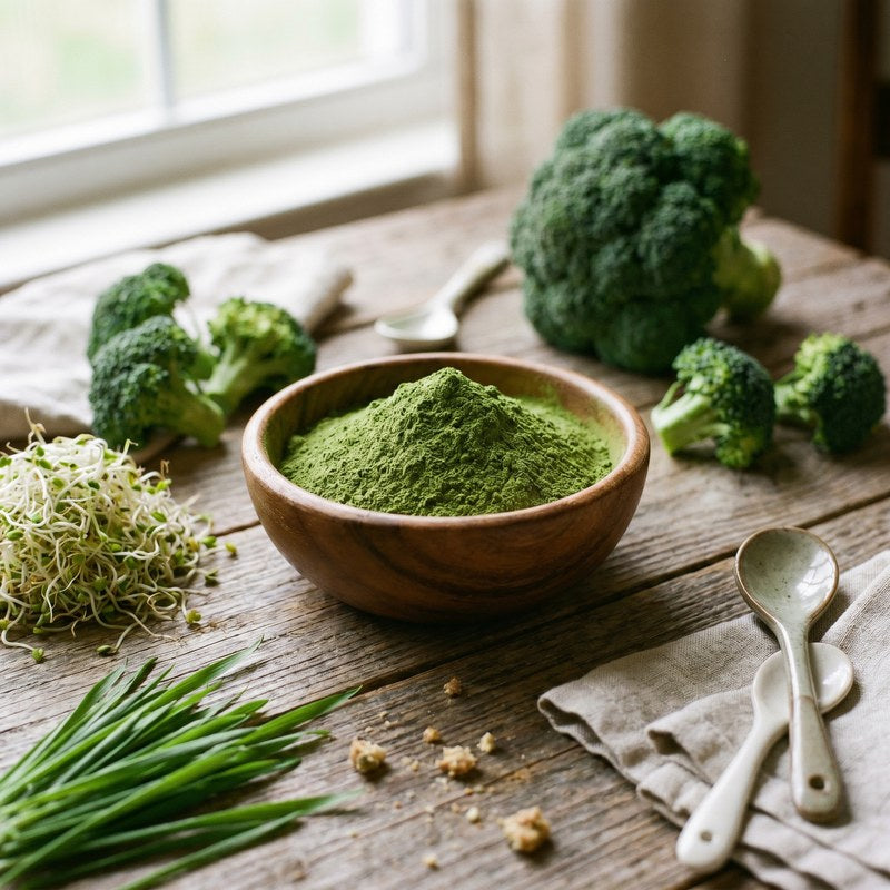 Green superfood powder and fresh greens