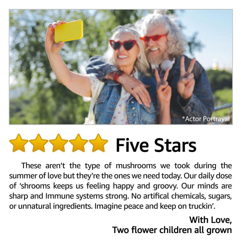 5 Mushrooms Reserve Blend - US Grown Organic Mushroom Supplement - 90 Count - Hippie Farms