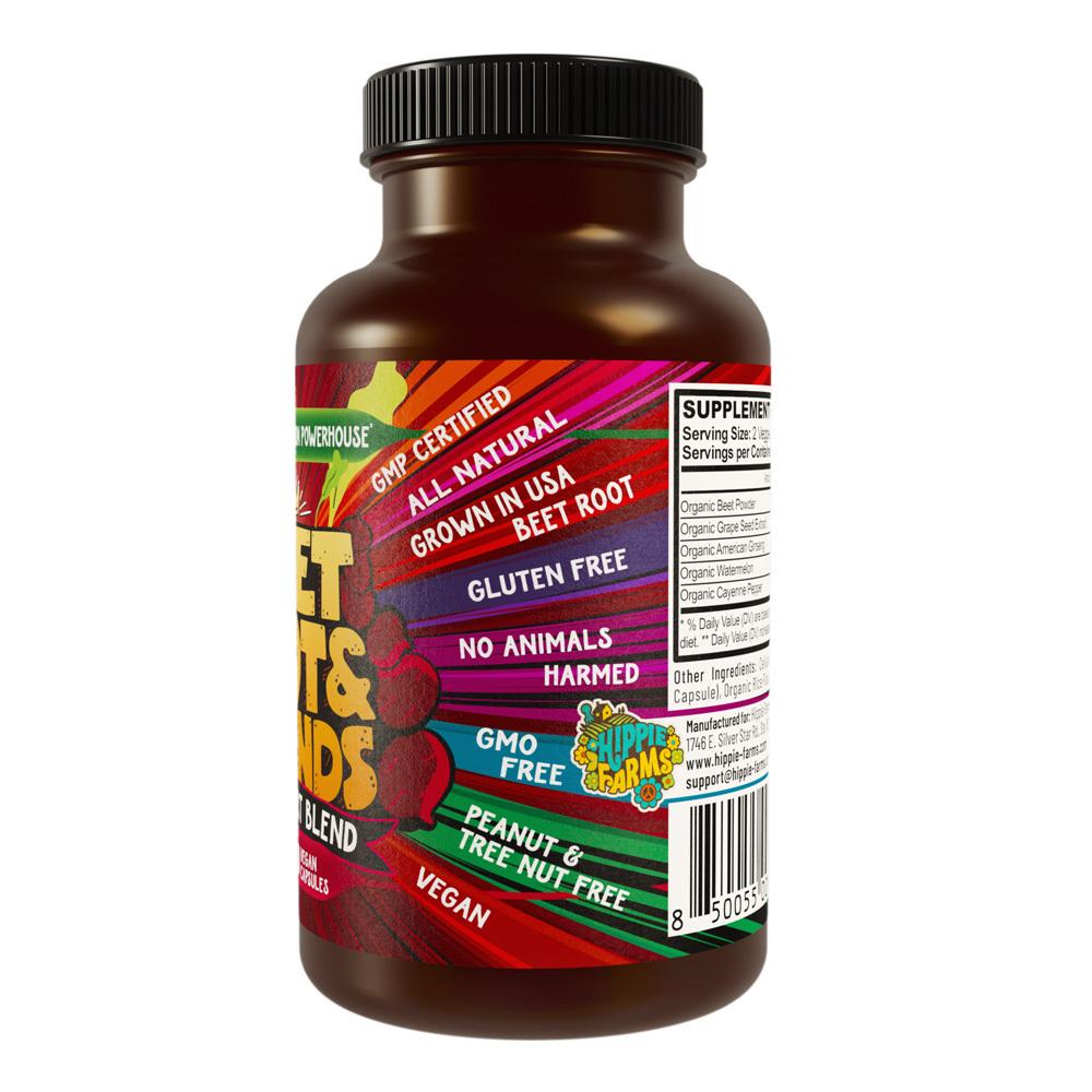 Beet Root & Friends - Happy Heart Blend w/ Grape Seed Extract, Ginseng - Hippie Farms