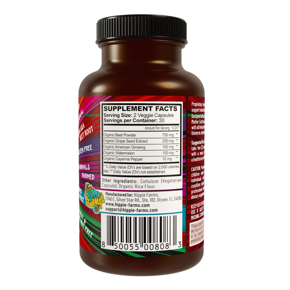 Beet Root & Friends - Happy Heart Blend w/ Grape Seed Extract, Ginseng - Hippie Farms