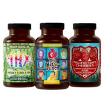 Total Mobility Stack Lumberjack Bundle trio of supplement bottles with Vegan Algal Oil, The Vita-Bunch multivitamin, and Pacific Tart Cherries