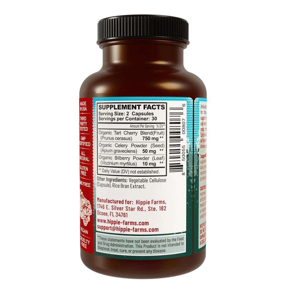 Tart Cherry Capsules - Grown In USA - Lumberjack Strength Blend - Hippie Farms