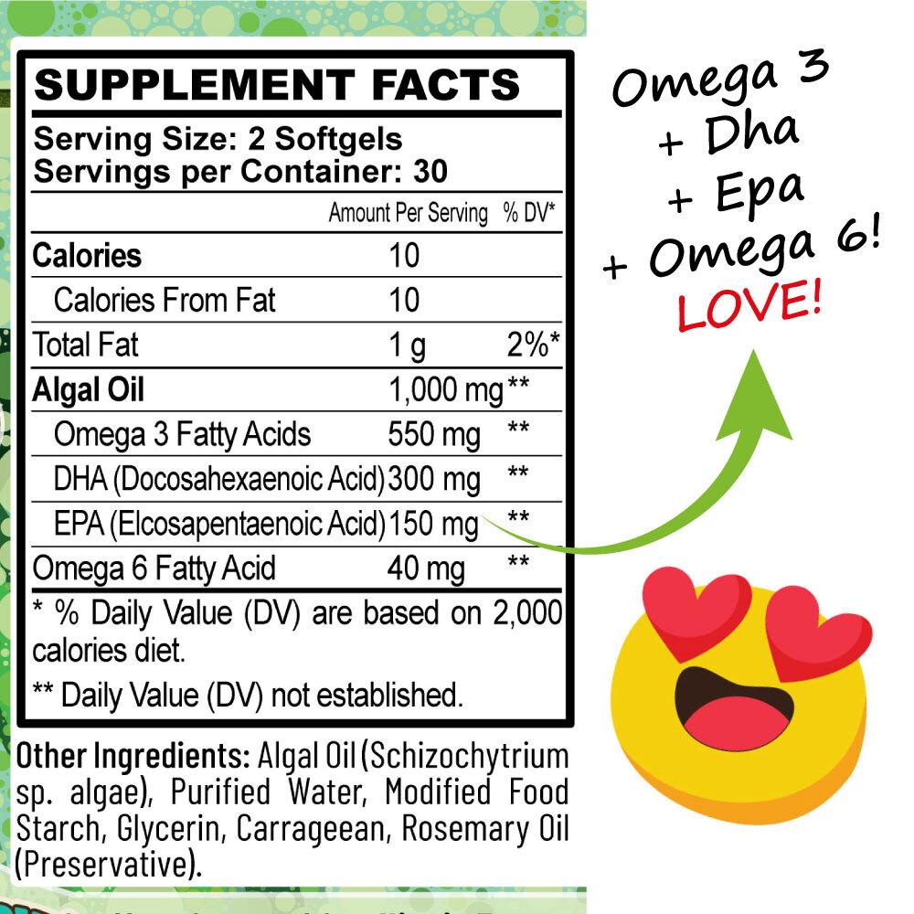 Vegan Algae Oil w/ DHA & EPA - The Better, Cruelty Free, Omega-3 - Hippie Farms